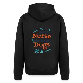 Krankenpfleger - just a Nurse who loves dogs - Unisex Premium Bio Zip Hoodie - Schwarz - Hinten - Nico (187cm)