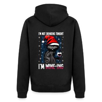 Christmas Cat Cat Wine Glass Wine Gift - Unisex Premium Organic Zip Hoodie - black - Back - Nico (187cm)