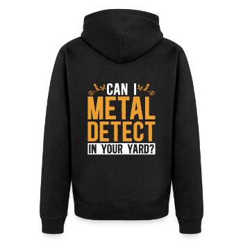 Metal Detecting Can I Metal Dig Hunter Detectorist - Unisex Premium Bio Zip Hoodie - Schwarz - Hinten - Nico (187cm)