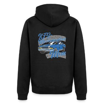 kfz mechatroniker mom Kfz Mechatronikerinin Mama - Unisex Premium Bio Zip Hoodie - Schwarz - Hinten - Nico (187cm)