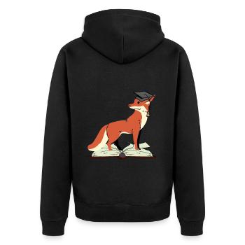 Fox Abitur learn smart wise wisdom wise - Unisex Premium Organic Zip Hoodie - black - Back - Nico (187cm)