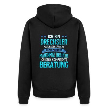 Drechsler - Unisex Premium Bio Zip Hoodie - Schwarz - Hinten - Nico (187cm)