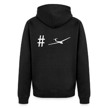 Hashtag - Glider - - Unisex Premium Organic Zip Hoodie - black - Back - Nico (187cm)