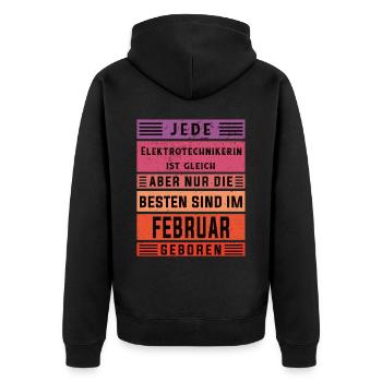 Elektriker Geburtstag Februar geboren - Unisex Premium Bio Zip Hoodie - Schwarz - Hinten - Nico (187cm)