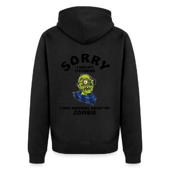 Désolé de ne pas écouter zombie - Veste à capuche bio Premium Unisexe - noir - Dos - Nico (187cm)