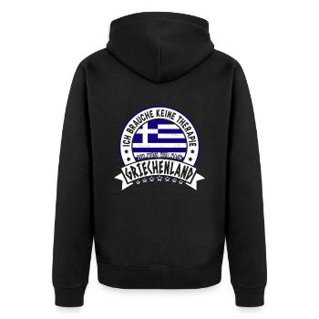 Ich muss nur nach Griechenland Urlaub Hellas - Unisex Premium Bio Zip Hoodie - Schwarz - Hinten - Nico (187cm)