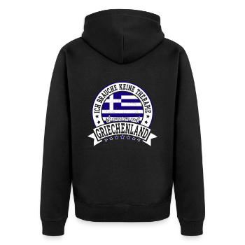 Ich muss nur nach Griechenland Urlaub Hellas - Unisex Premium Bio Zip Hoodie - Schwarz - Hinten - Nico (187cm)