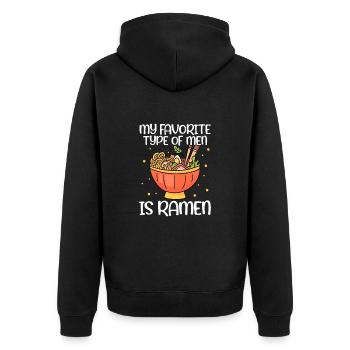 Ramen - Unisex Premium Organic Zip Hoodie - black - Back - Nico (187cm)