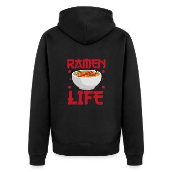 Ramen - Unisex Premium Organic Zip Hoodie - black - Back - Nico (187cm)