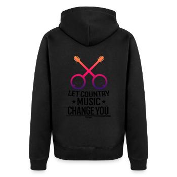 Country Musik Banjo Gitarre Musiker - Unisex Premium Bio Zip Hoodie - Schwarz - Hinten - Nico (187cm)