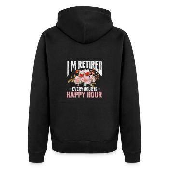Retirement - Unisex Premium Organic Zip Hoodie - black - Back - Nico (187cm)