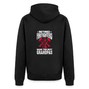 Ruhestand Feuerwehr Rente Rentner Pension Geschenk - Unisex Premium Bio Zip Hoodie - Schwarz - Hinten - Nico (187cm)