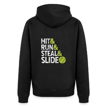 Softball - Unisex Premium Organic Zip Hoodie - black - Back - Nico (187cm)