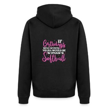 Softball - Unisex Premium Organic Zip Hoodie - black - Back - Nico (187cm)