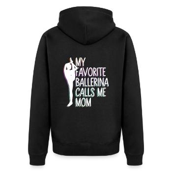 Meine Lieblingsballerina nennt mich Mama - - Unisex Premium Bio Zip Hoodie - Schwarz - Hinten - Nico (187cm)