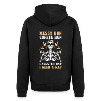 Cadeau de café Messy Bun Coffee Run - Veste à capuche bio Premium Unisexe - noir - Dos - Nico (187cm)