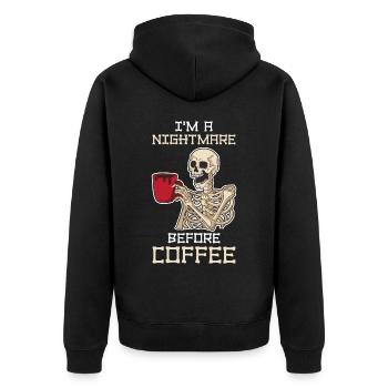 At A Nightmare Before Coffee Coffee Gift - Unisex Premium Organic Zip Hoodie - black - Back - Nico (187cm)