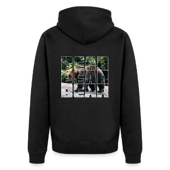 Bear - Unisex Premium Organic Zip Hoodie - black - Back - Nico (187cm)