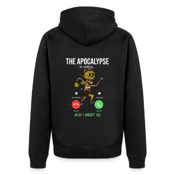 Apocalypse ruft Zombie Running Runner Halloween - Unisex Premium Bio Zip Hoodie - Schwarz - Hinten - Nico (187cm)