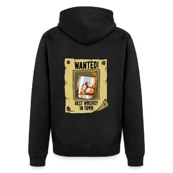 Gesuchtes Poster Bester Whiskey trinken - Unisex Premium Bio Zip Hoodie - Schwarz - Hinten - Nico (187cm)