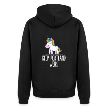 Gardez Portland Weird Unicorn Liberal Excenter Weird - Veste à capuche bio Premium Unisexe - noir - Dos - Nico (187cm)