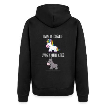 Vivre à Louisville Pride Kentucky Unicorn Love - Veste à capuche bio Premium Unisexe - noir - Dos - Nico (187cm)