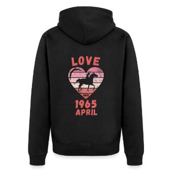 Love Pferde Reiten Geburtstag April 1965 - Unisex Premium Bio Zip Hoodie - Schwarz - Hinten - Nico (187cm)