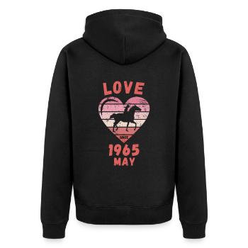 Love Pferde Reiten Geburtstag Mai 1965 - Unisex Premium Bio Zip Hoodie - Schwarz - Hinten - Nico (187cm)