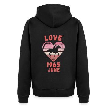 Love Pferde Reiten Geburtstag Juni 1965 - Unisex Premium Bio Zip Hoodie - Schwarz - Hinten - Nico (187cm)