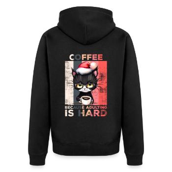 Le café parce que l’âge adulte est un café dur pour chat - Veste à capuche bio Premium Unisexe - noir - Dos - Nico (187cm)