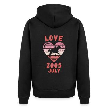 Love Pferde Reiten Geburtstag Juli 2005 - Unisex Premium Bio Zip Hoodie - Schwarz - Hinten - Nico (187cm)