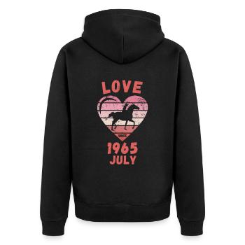 Love Pferde Reiten Geburtstag Juli 1965 - Unisex Premium Bio Zip Hoodie - Schwarz - Hinten - Nico (187cm)