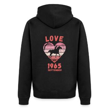 Love Pferde Reiten Geburtstag September 1965 - Unisex Premium Bio Zip Hoodie - Schwarz - Hinten - Nico (187cm)