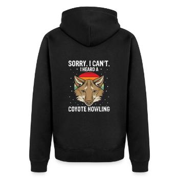 Kojoten Design für Kojotentöter - Unisex Premium Bio Zip Hoodie - Schwarz - Hinten - Nico (187cm)