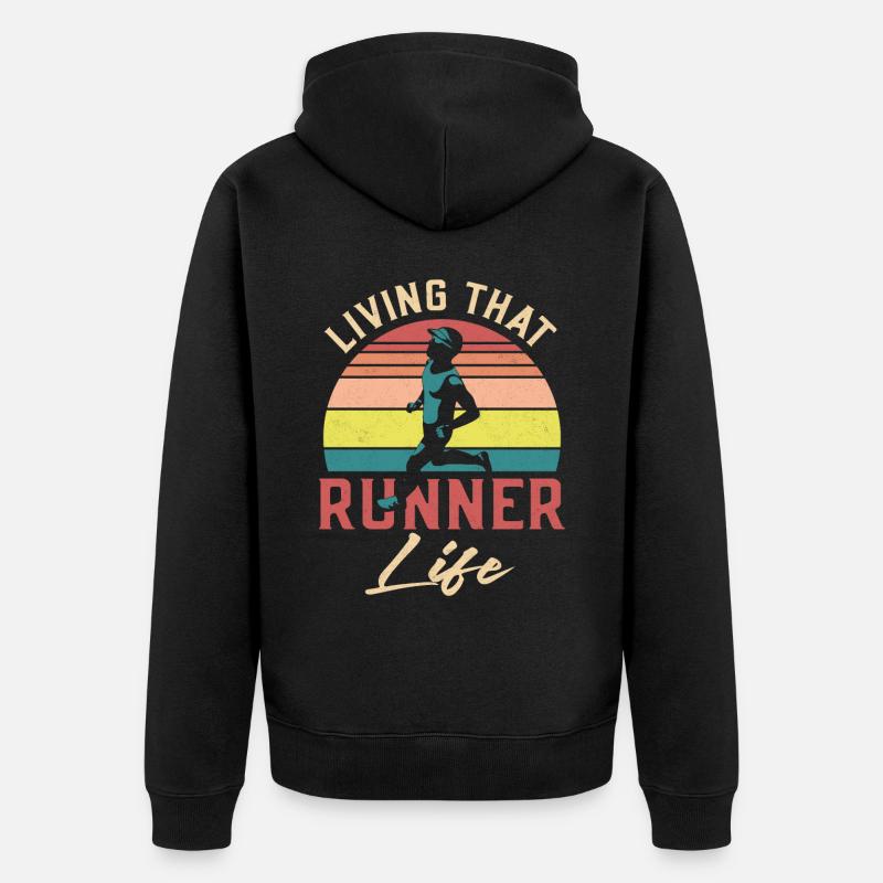 Running Runner Half Marathon - Unisex Premium Bio Zip Hoodie - Schwarz