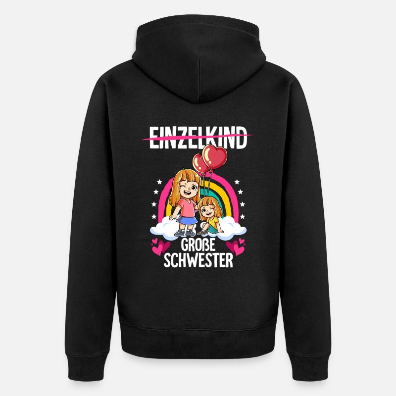 Ich werde Große Schwester Mädchen - Unisex Premium Bio Zip Hoodie - Schwarz