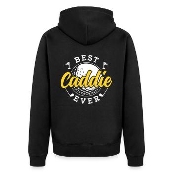 Best Golf Caddy Ever Golfing Golfer - Unisex Premium Organic Zip Hoodie - black - Back - Nico (187cm)