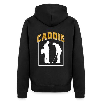 Caddy Profession Golf Golfing Golfer - Unisex Premium Organic Zip Hoodie - black - Back - Nico (187cm)