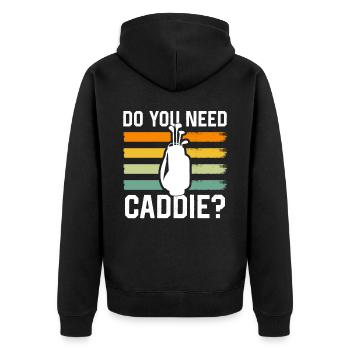 Do you need a caddie? Golf Golf Caddy - Unisex Premium Organic Zip Hoodie - black - Back - Nico (187cm)