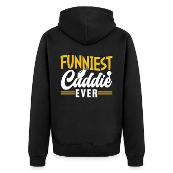 The funniest caddy ever Golfing Golf - Unisex Premium Organic Zip Hoodie - black - Back - Nico (187cm)