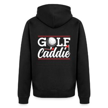 Golf Caddie Golfer Golfen Beruf - Unisex Premium Bio Zip Hoodie - Schwarz - Hinten - Nico (187cm)