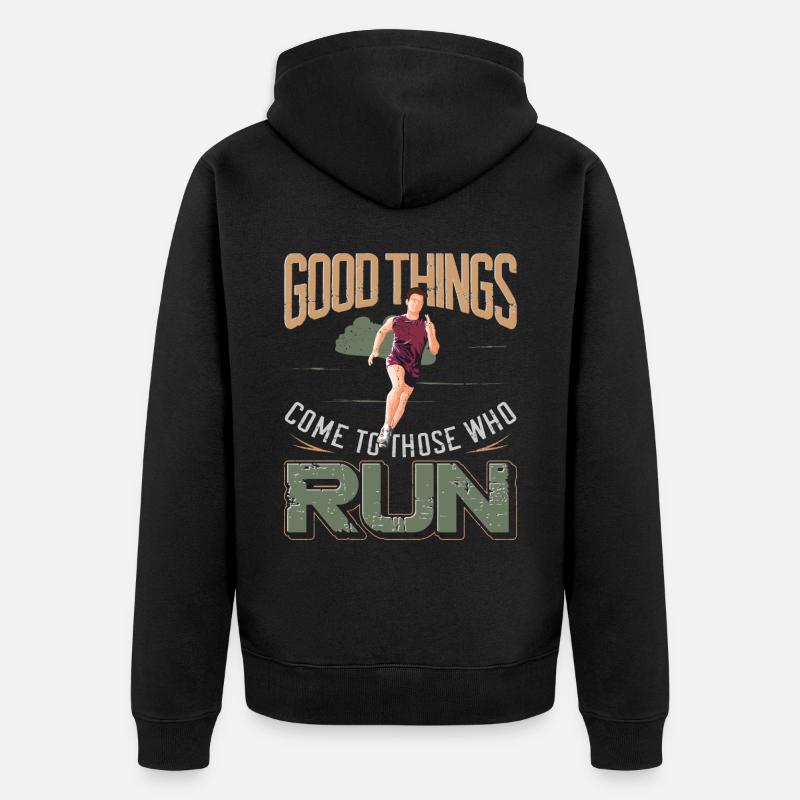 Running Runner Half Marathon - Unisex Premium Bio Zip Hoodie - Schwarz