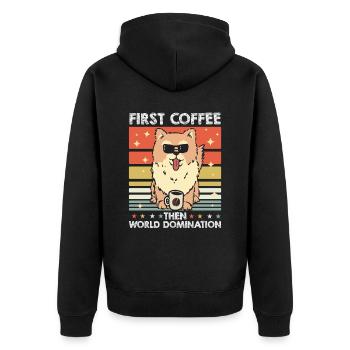 Pomeranian Sunglasses Coffee - Unisex Premium Organic Zip Hoodie - black - Back - Nico (187cm)