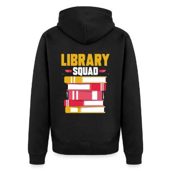 Bibliothek Team Bücher Liebhaber Bibliothekar - Unisex Premium Bio Zip Hoodie - Schwarz - Hinten - Nico (187cm)