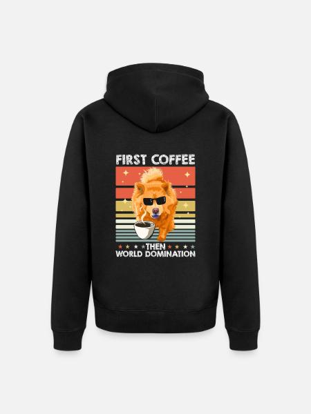 Chow Chow Sonnenbrille Kaffee - Unisex Premium Bio Zip Hoodie - Schwarz