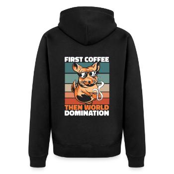 Chinchilla Coffee Sunglasses - Unisex Premium Organic Zip Hoodie - black - Back - Nico (187cm)
