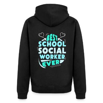 Meilleur travailleur social scolaire de tous les temps - Veste à capuche bio Premium Unisexe - noir - Dos - Nico (187cm)