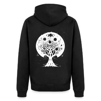 Okkulter Weltbaum des Lebens Wicca Hexerei Goth He - Unisex Premium Bio Zip Hoodie - Schwarz - Hinten - Nico (187cm)
