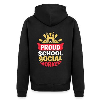 Fier travailleur social scolaire Travail social scolaire - Veste à capuche bio Premium Unisexe - noir - Dos - Nico (187cm)