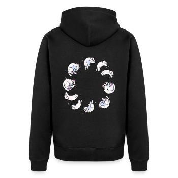 Süße Mondphase Astrologie Katze Wicca Hexe - Unisex Premium Bio Zip Hoodie - Schwarz - Hinten - Nico (187cm)